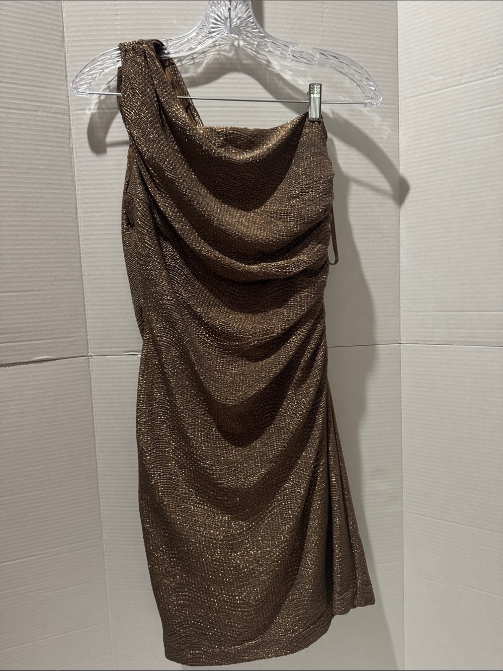 Gold Brown Ralph Lauren Cocktail Wedding Guest Dress